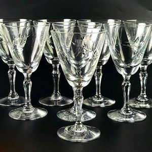 Vintage- Set of 8- Sweetheart Rose by FOSTORIA - Water Glasses